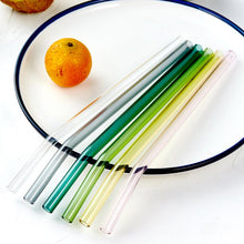 Load image into Gallery viewer, Multi-Color Reusable Glass Straws Set
