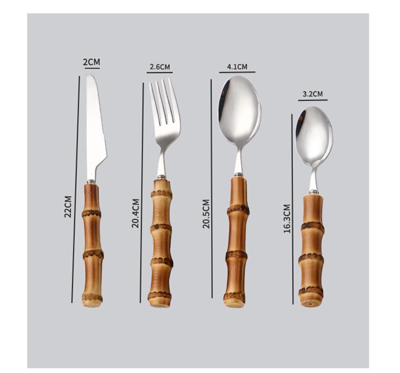 Stainless Steel Cutlery - Wooden Handle - Set 24pcs - Natural