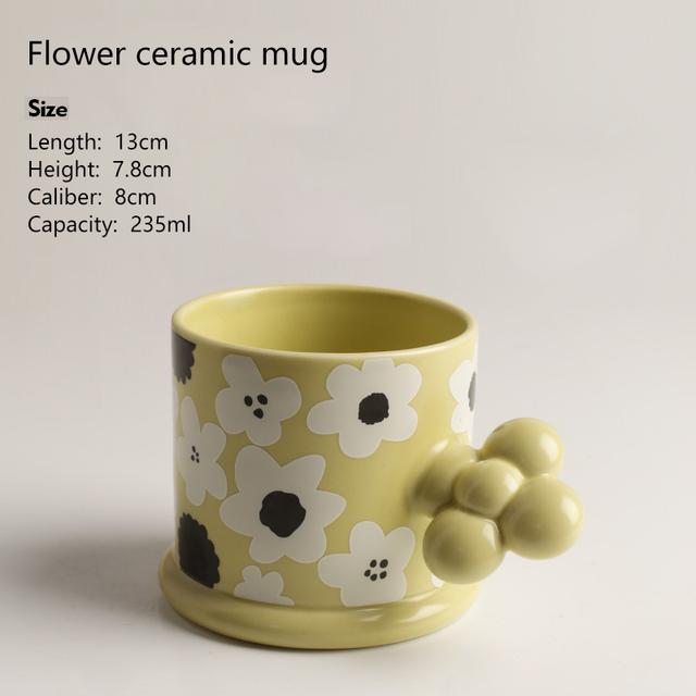 Creative Geometric Ceramic Mugs With Handle Tray Handmade Coffee Cups