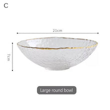 Load image into Gallery viewer, Hammered Texture Glass Bowl with Gold Trim
